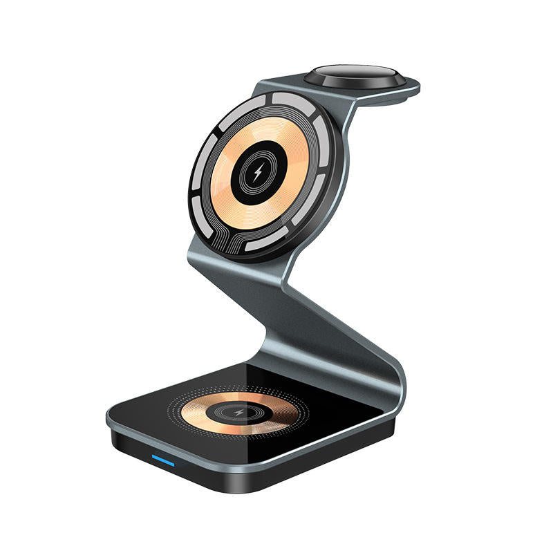 Transparent 3-in-1 Magnetic Wireless Charger Stand - iPhone Apple Watch AirPods