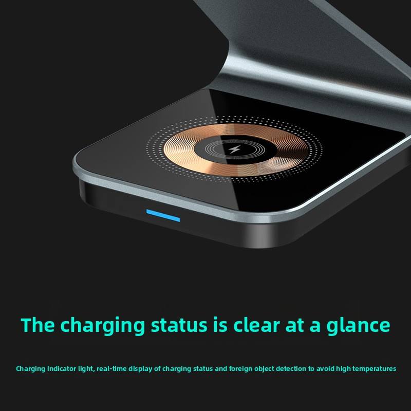 Transparent 3-in-1 Magnetic Wireless Charger Stand - iPhone Apple Watch AirPods