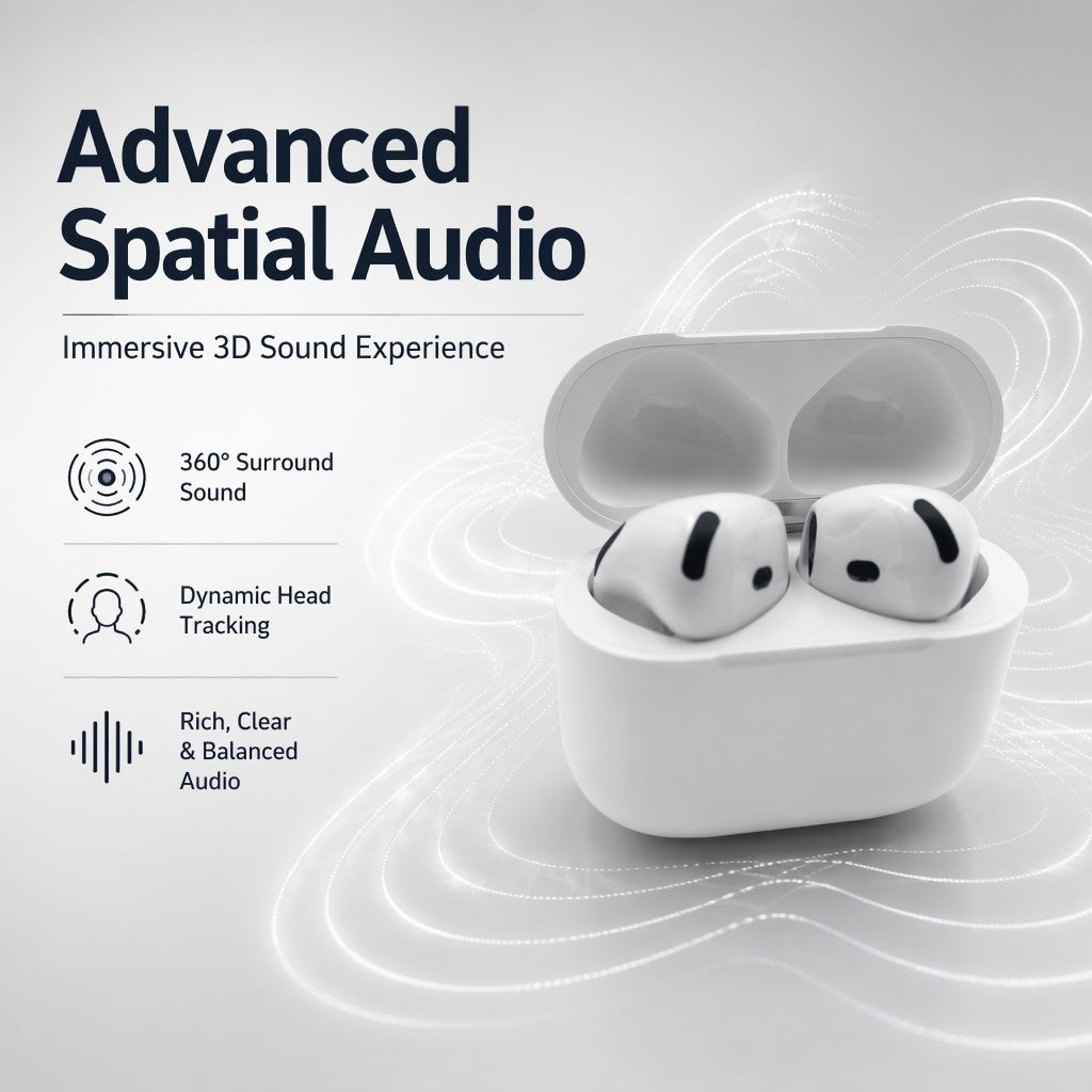 Next-Gen HD Wireless Earbuds - Spatial Audio & Ergonomic Fit